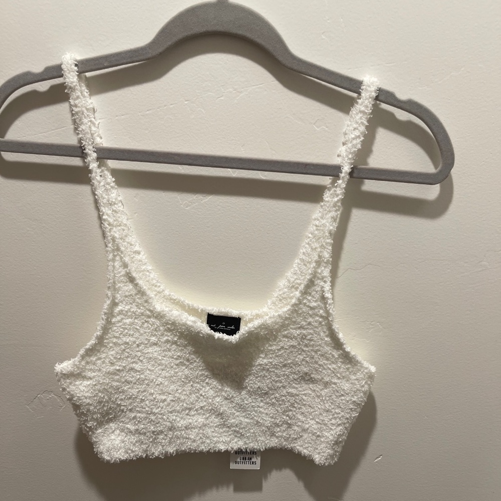 Urban outfitters~Out From Under~ Fuzzy White Crop Tank Top